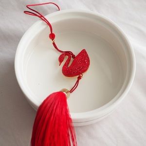 Swarovski Asian Symbol Red Swan Ornament